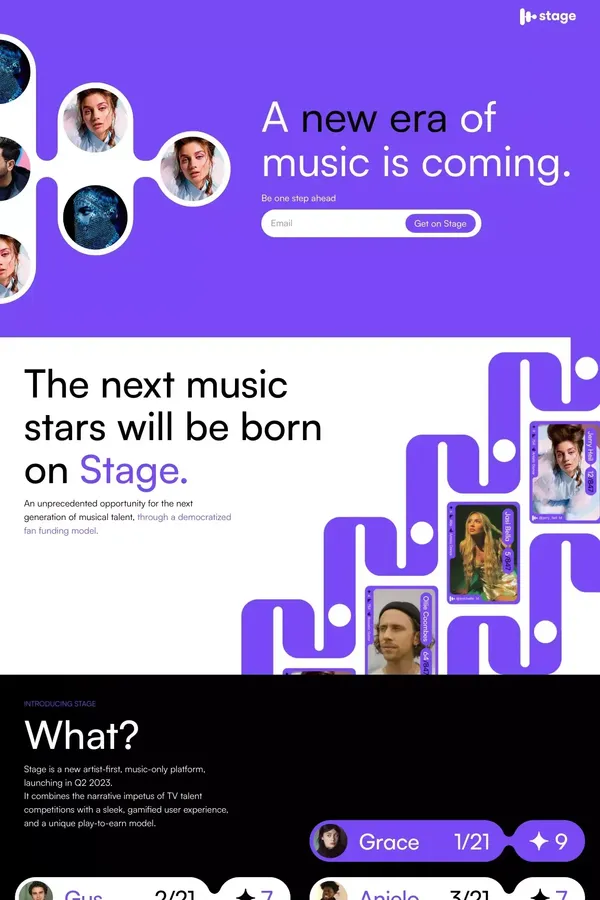 Stage - The world needs a Stage - Landing design inspiration