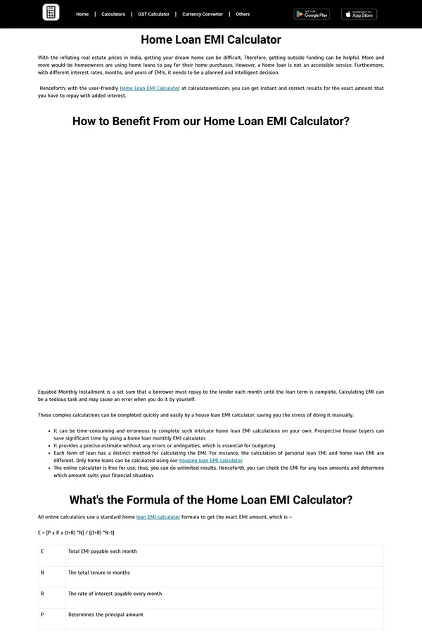 Home Loan EMI Calculator - Online Housing Loan EMI Calculator - Landing design inspiration