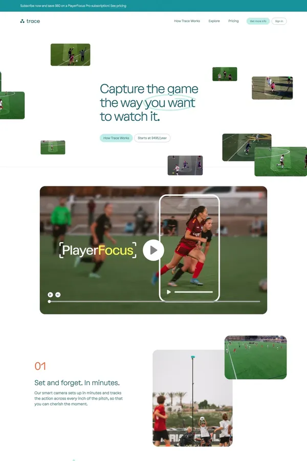 Trace | Automated Sports Camera System & Tracking Software - Landing design inspiration
