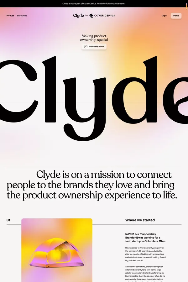 Clyde is rethinking the post-purchase experience | Clyde - About Us  design inspiration