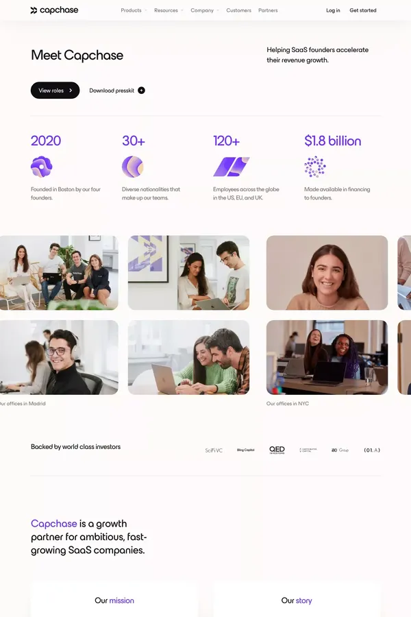 About Capchase: The Growth Capital Partner for SaaS Startups - About Us  design inspiration