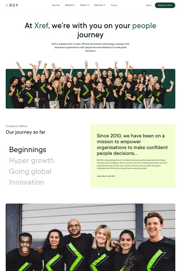 About Xref - Removing Barriers to Hiring Success | Xref - About Us  design inspiration