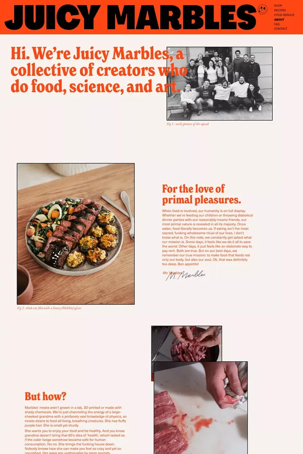 About 🥩 Juicy Marbles® - About Us  design inspiration