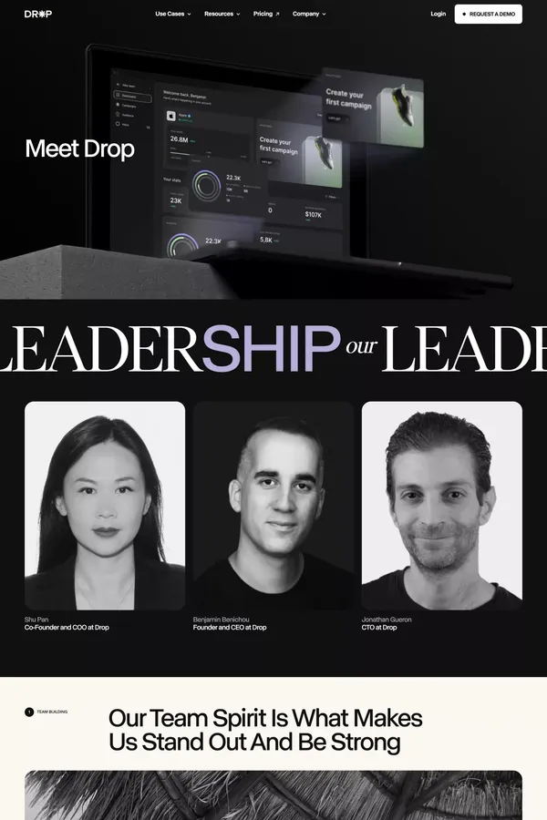 Meet Drop - Our Story - About Us  design inspiration