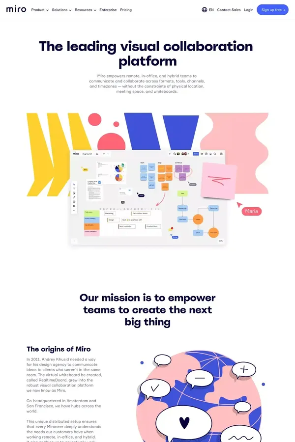 About Miro | Meet the team | Our mission - About Us  design inspiration