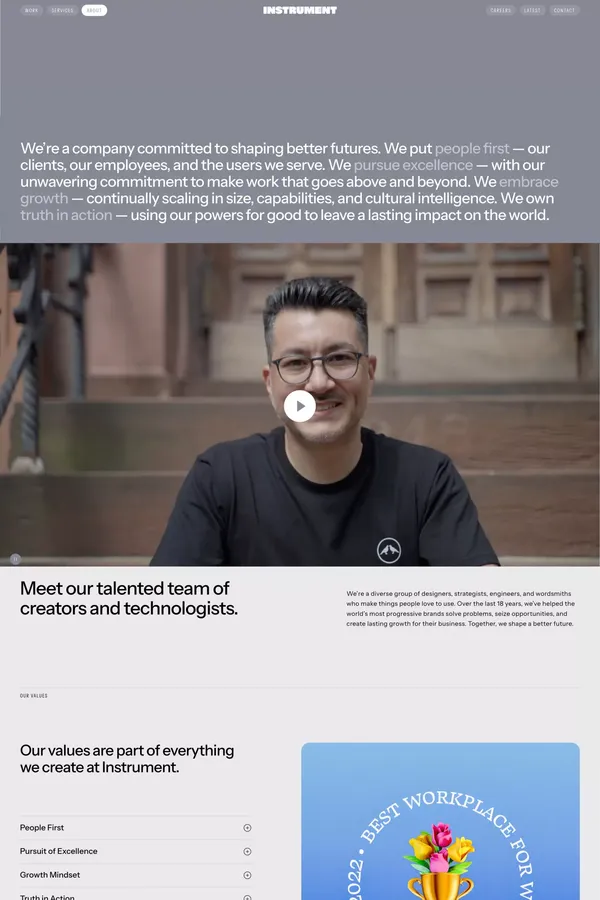 About | Instrument | Redefining brands and experiences - About Us  design inspiration
