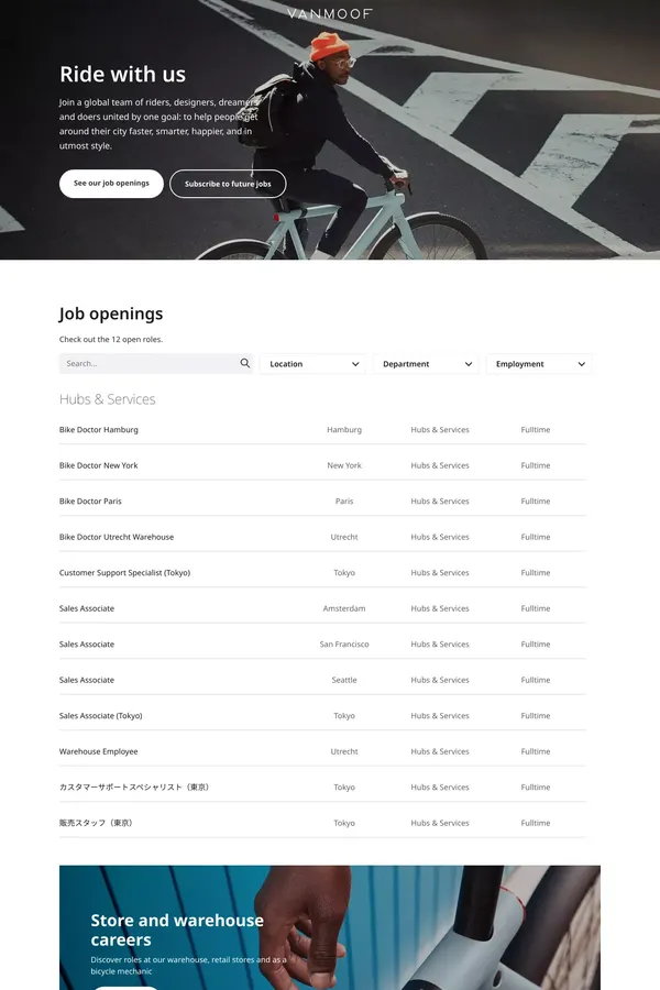 VanMoof Careers - Career design inspiration