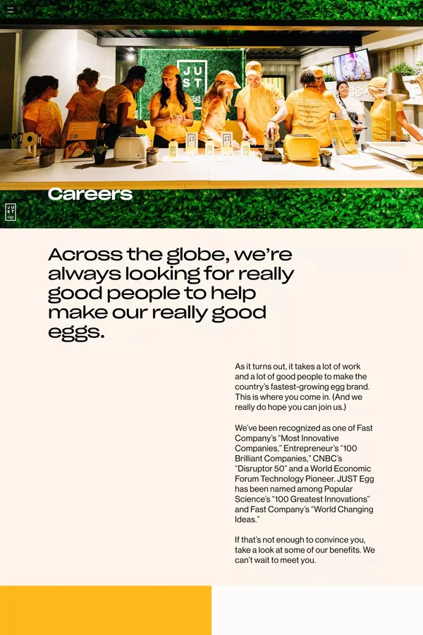 JUST Egg | Careers - Career design inspiration