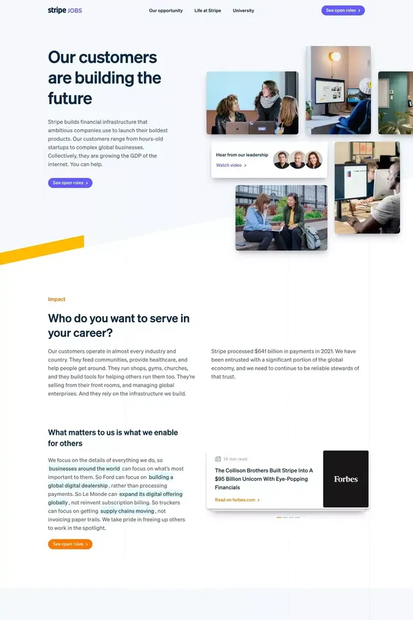 Stripe: Jobs - Career design inspiration