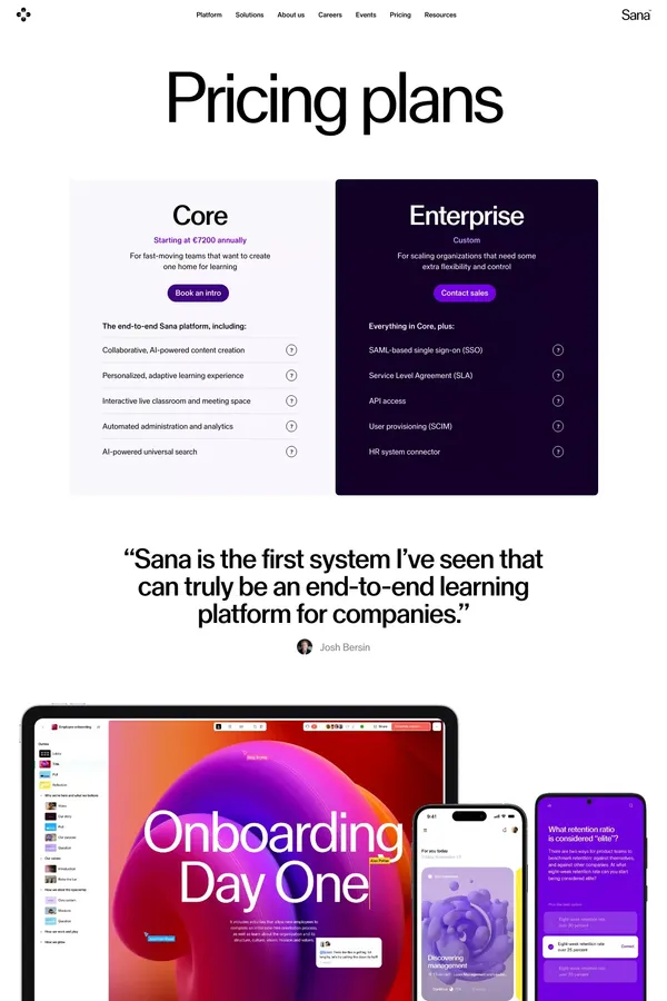 Pricing plans | Sana Labs - Pricing design inspiration
