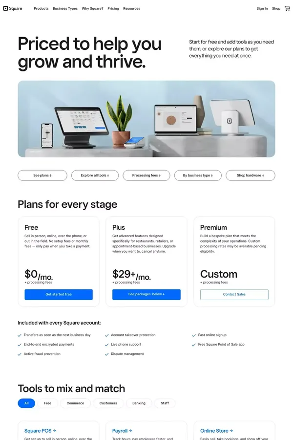 Square Processing Fees, Plans, and Software Pricing - Pricing design inspiration