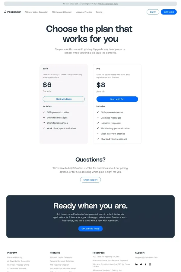 Pricing | Postlander - Pricing design inspiration