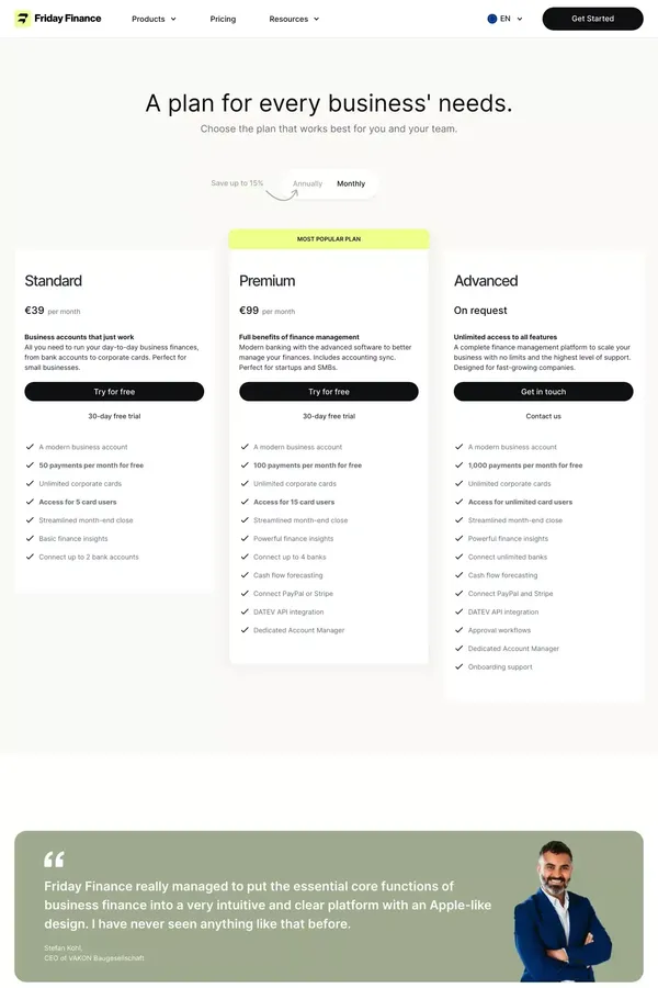 Pricing | Friday Finance - Pricing design inspiration