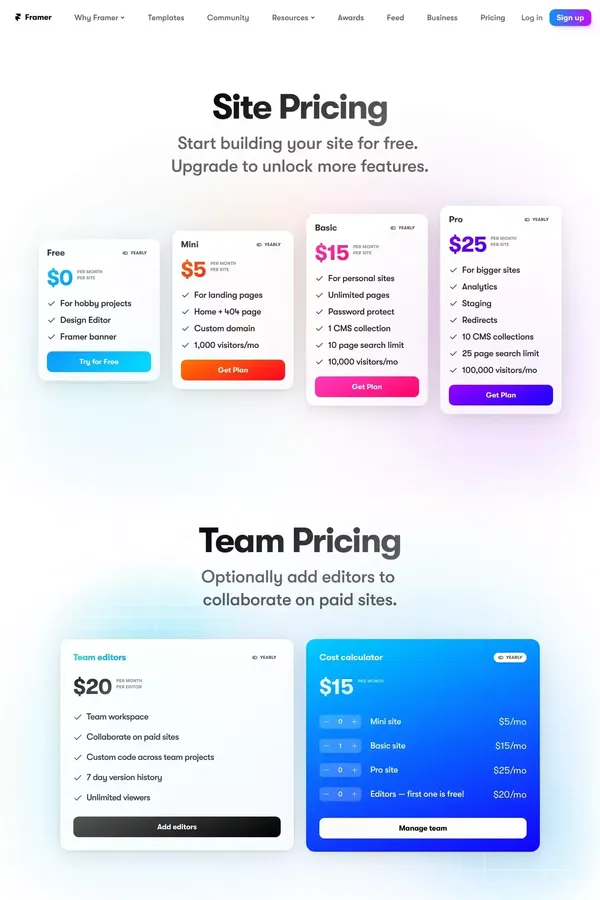 Framer: Pricing - Pricing design inspiration