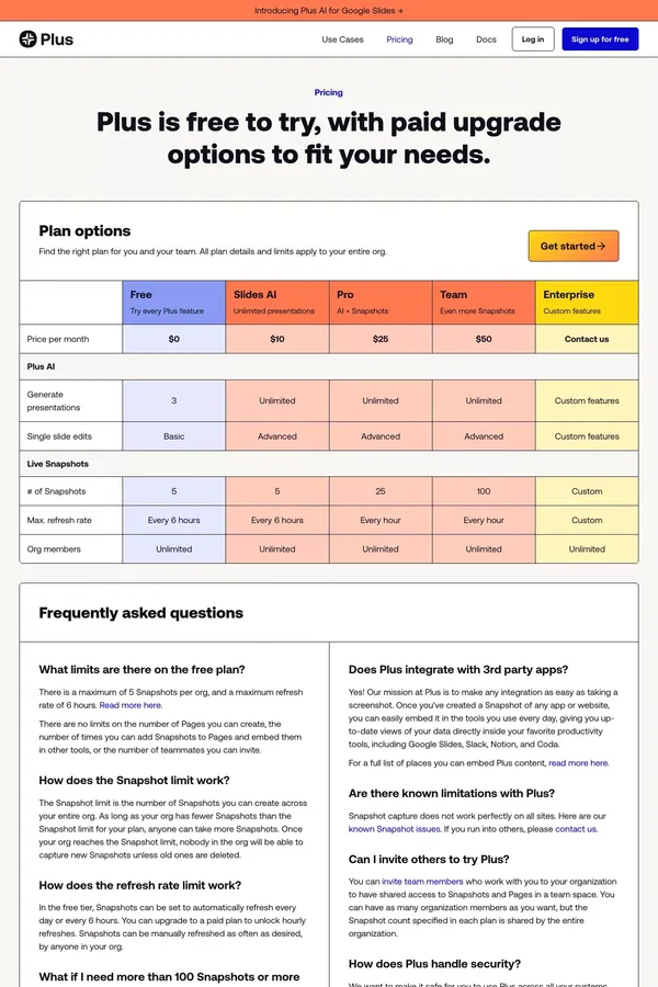Plus | Pricing - Pricing design inspiration