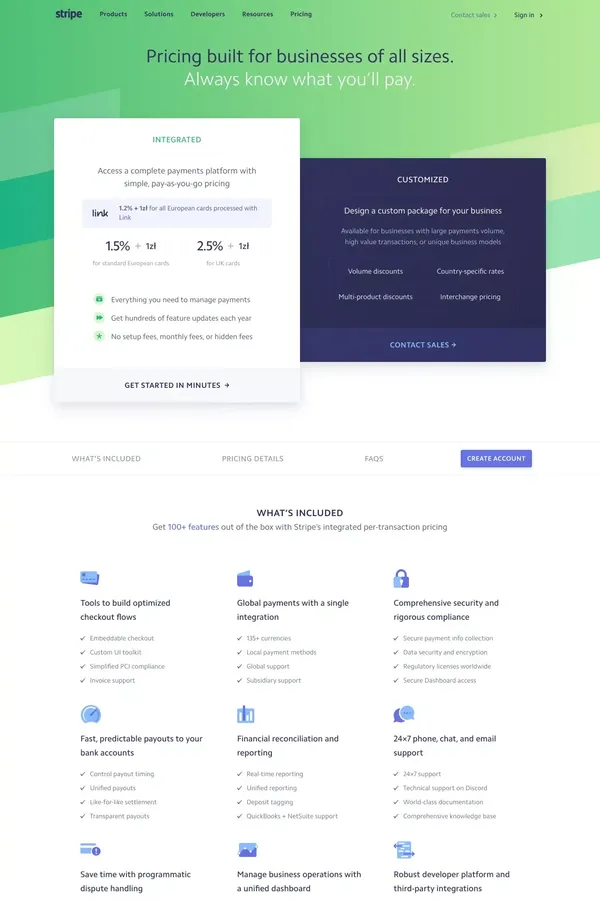 Pricing & fees | Stripe Official Site | Poland - Pricing design inspiration
