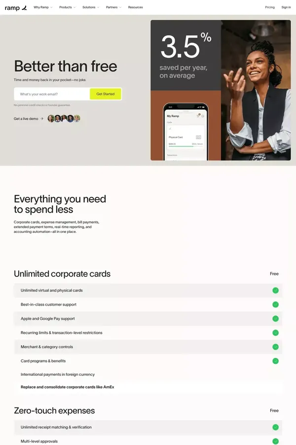 Ramp Pricing - Better Than Free | Ramp - Pricing design inspiration