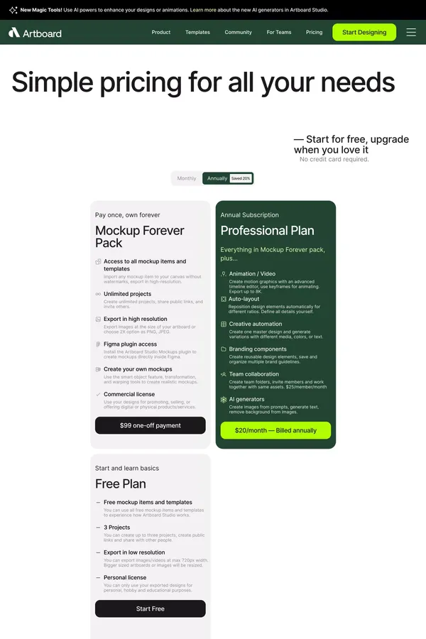 Artboard Studio â Automate Your Design Process and Unlock Creative Freedom - Pricing design inspiration