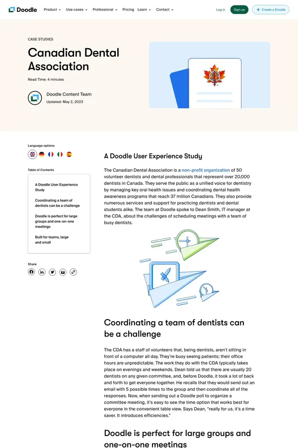 Case Studies: Canadian Dental Association | Doodle - Case Study design inspiration