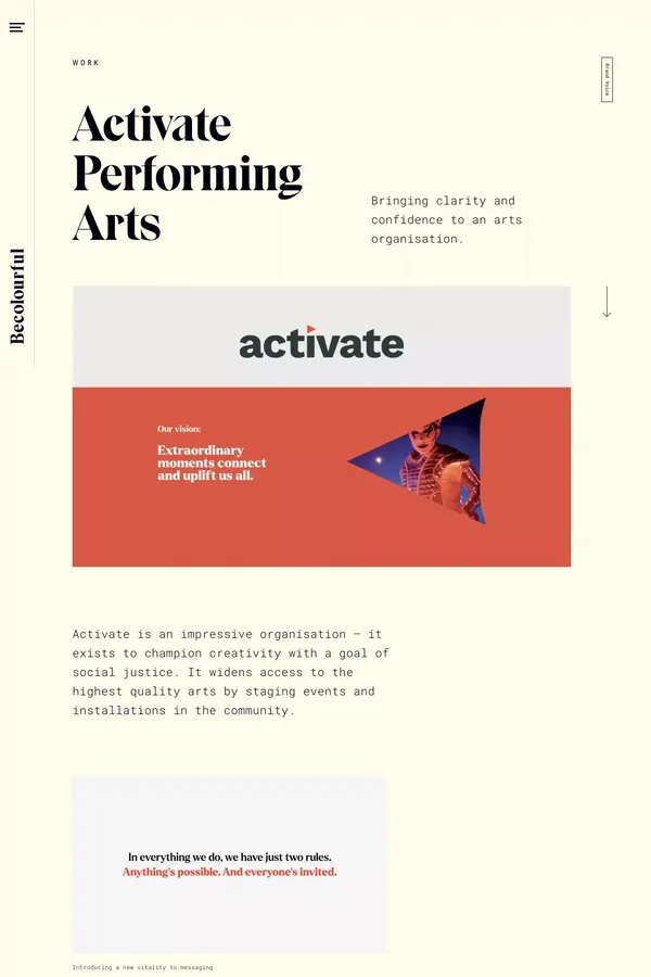 Activate Performing Arts - Becolourful - Case Study design inspiration