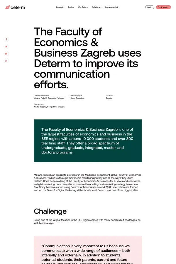 The Faculty of Economics & Business Zagreb uses Determ to improve its communication efforts. - Determ - Case Study design inspiration