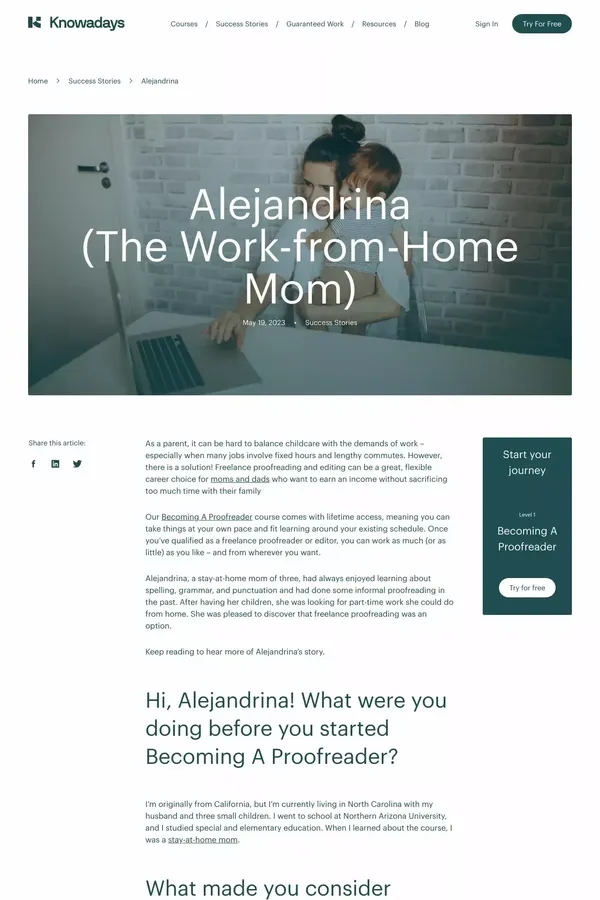 Success Story: Alejandrina (The Work-from-Home Mom) - Case Study design inspiration