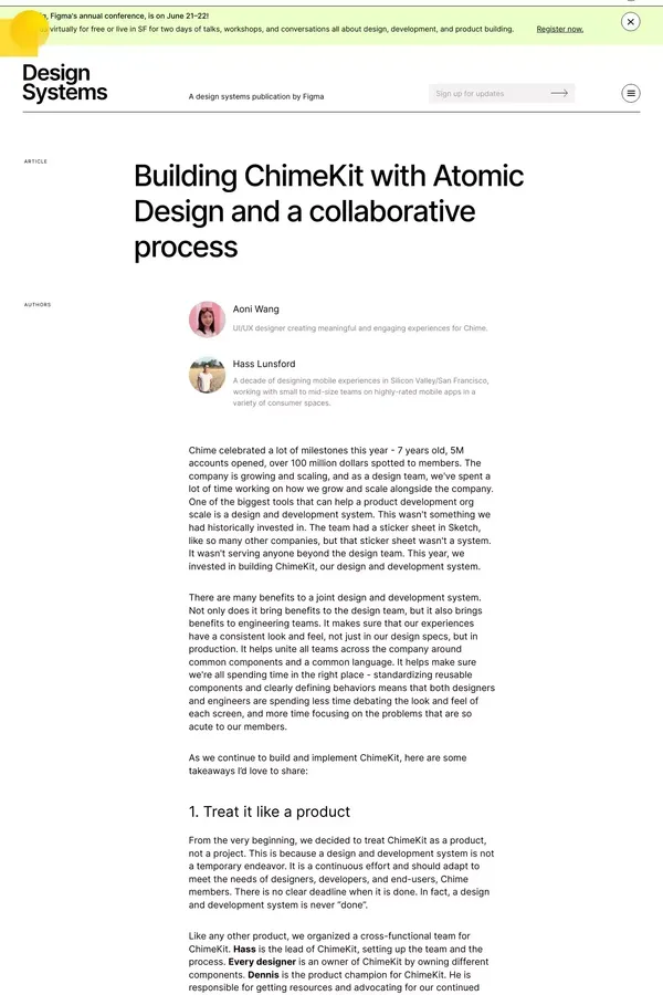 Building ChimeKit with Atomic Design and a collaborative process - Blog Post design inspiration