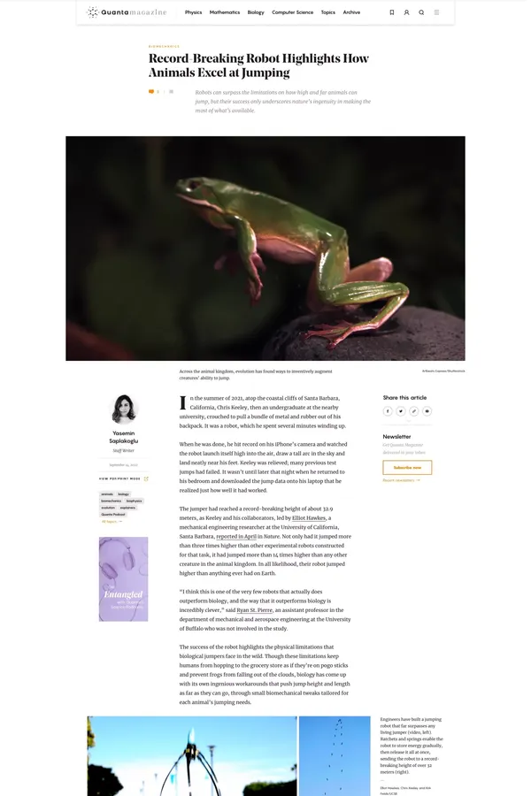 Quanta Magazine - Blog Post design inspiration