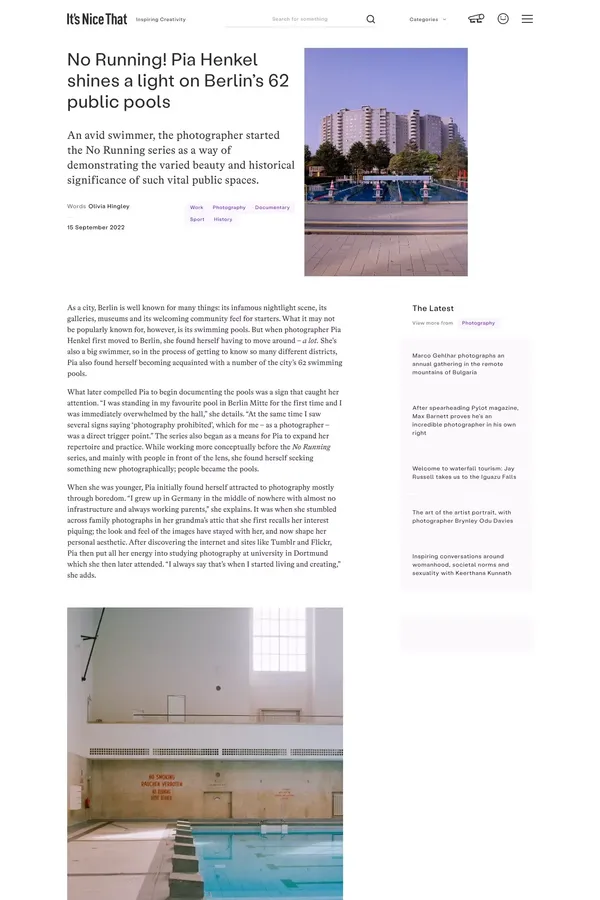 No Running! Pia Henkel shines a light on Berlin’s 62 public pools - Blog Post design inspiration