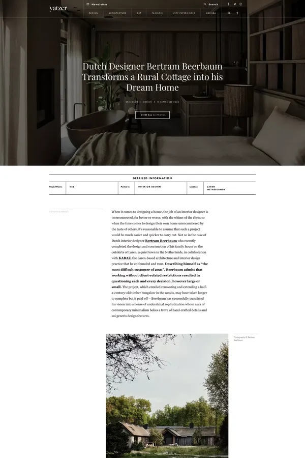 Dutch Designer Bertram Beerbaum Transforms a Rural Cottage into his Dream Home | Yatzer - Blog Post design inspiration