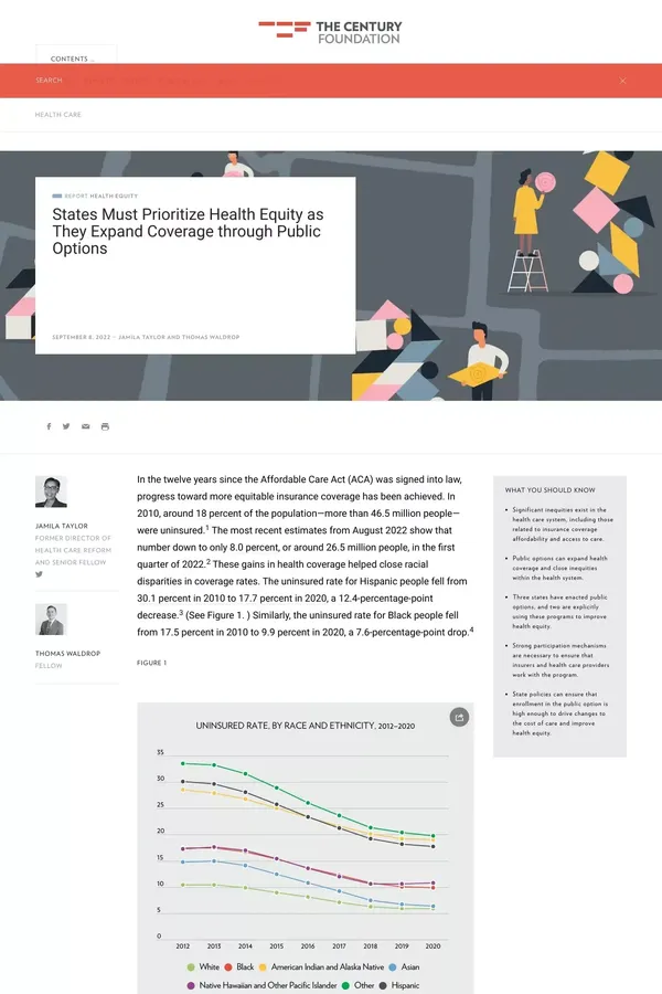 States Must Prioritize Health Equity as They Expand Coverage through Public Options - Blog Post design inspiration