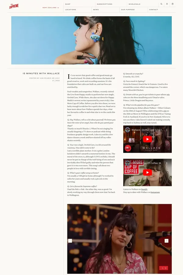15 Minutes With Wallace    – Coffee Supreme - Blog Post design inspiration