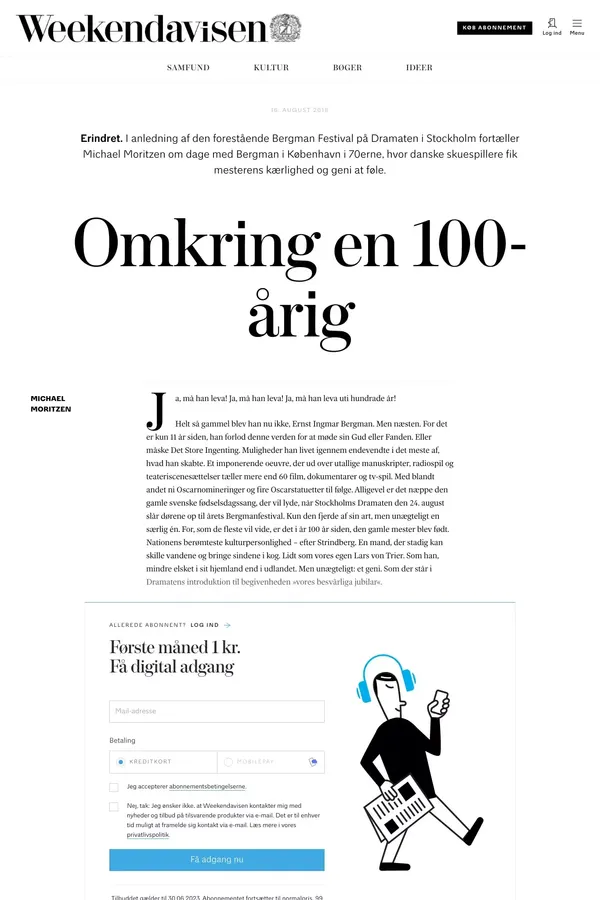 Omkring en 100-årig | Weekendavisen - Blog Post design inspiration