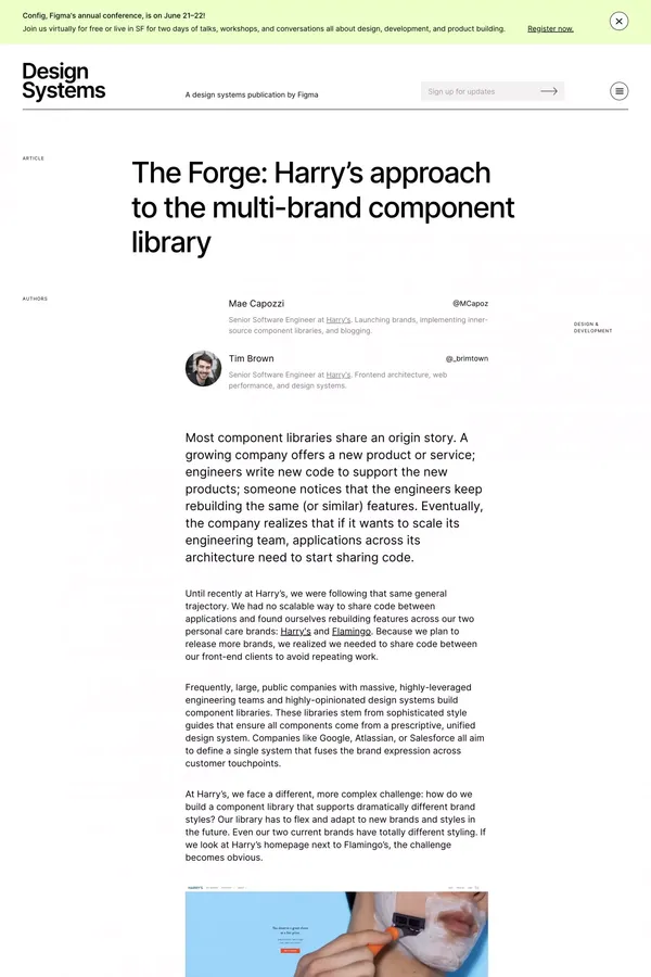 The Forge: Harry’s approach to the multi-brand component library - Blog Post design inspiration