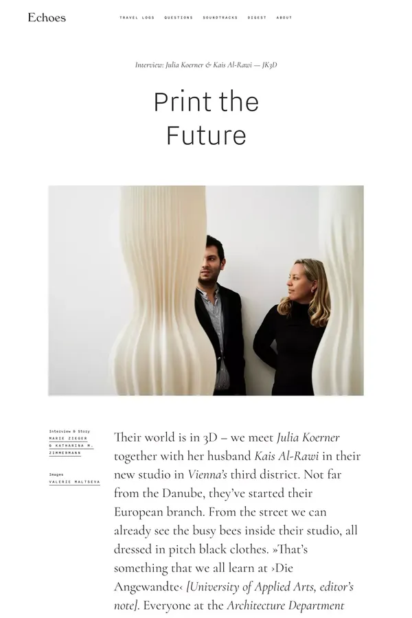 Julia Koerner — Echoes Magazine - Blog Post design inspiration