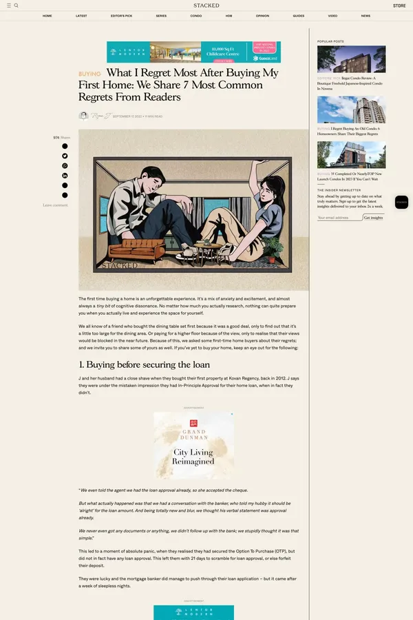 What I Regret Most After Buying My First Home: We Share 7 Most Common Regrets From Readers - Blog Post design inspiration