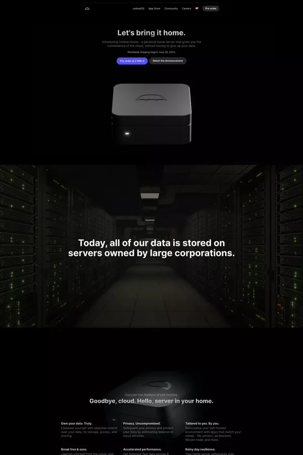 Umbrel — The ultimate home server and OS for self-hosting - Landing design inspiration