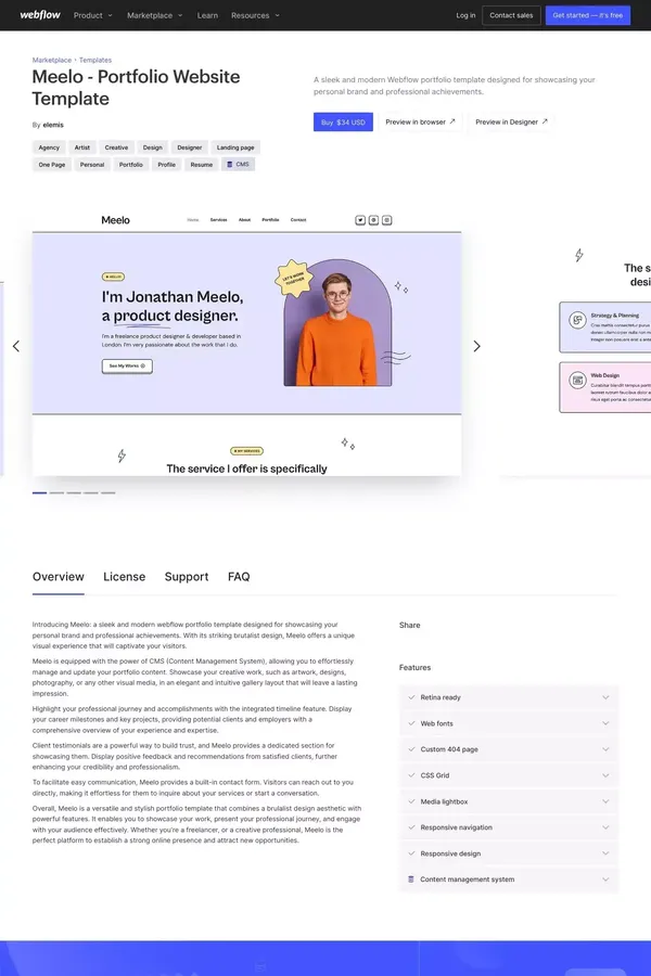 Meelo - Portfolio HTML5 Responsive Website Template - Template design inspiration
