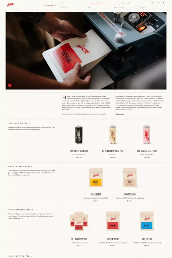 Coffee Supreme Online Store (Global) - Ecommerce design inspiration