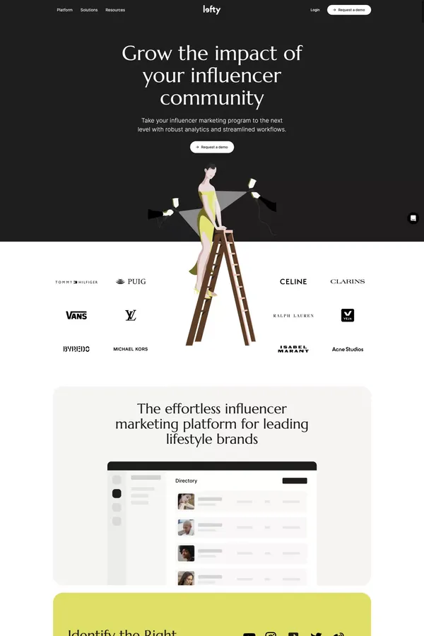 Grow the impact of your influencer community - Landing design inspiration