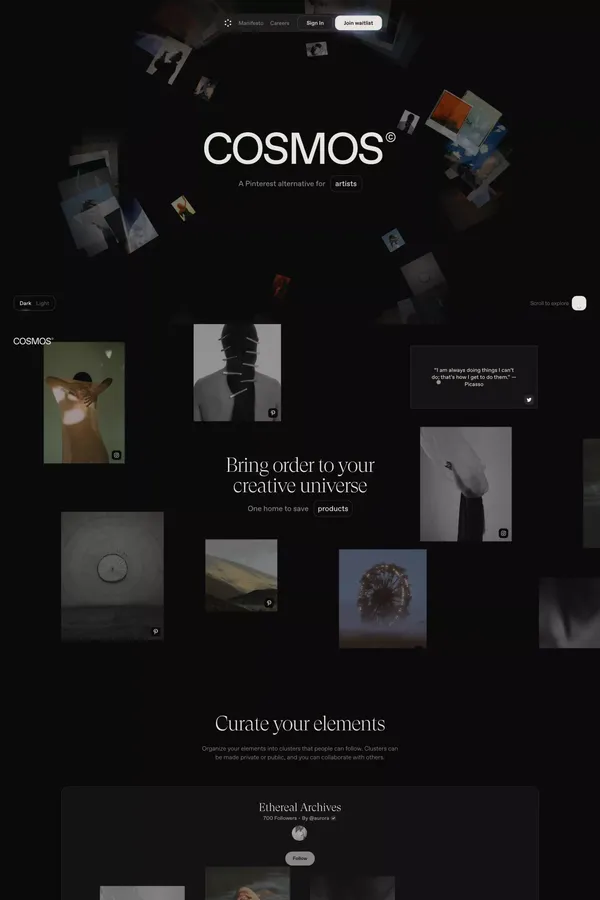 Welcome to Cosmos - Landing design inspiration