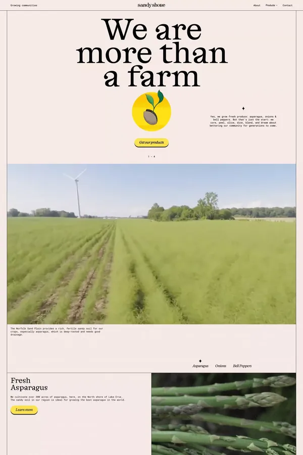 Sandy Shore Farms | Something bigger brings us together - Landing design inspiration