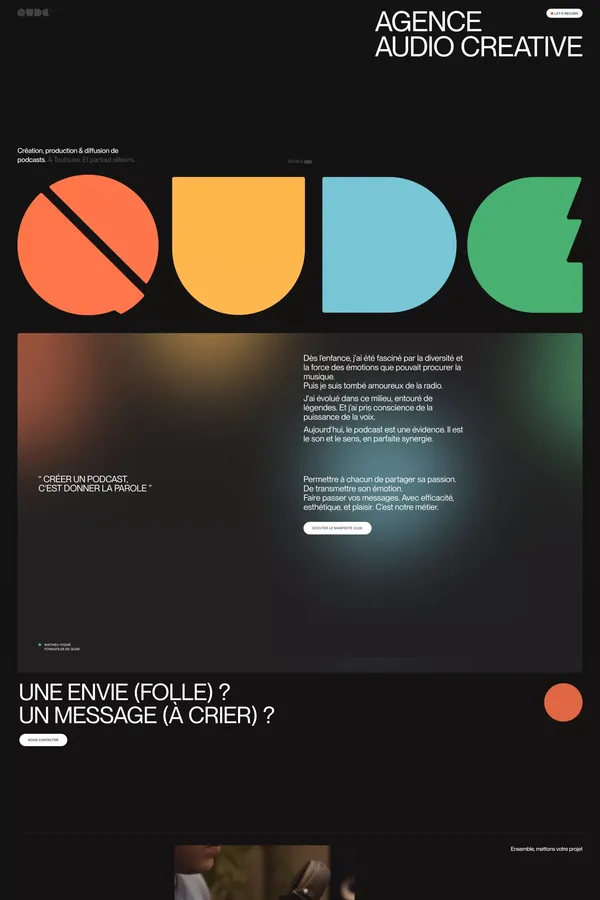 Qude : production de podcasts Toulouse - Portfolio design inspiration