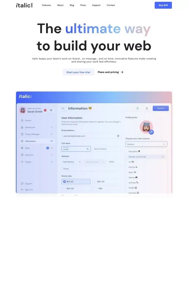 Italic CMS - Webflow HTML website template