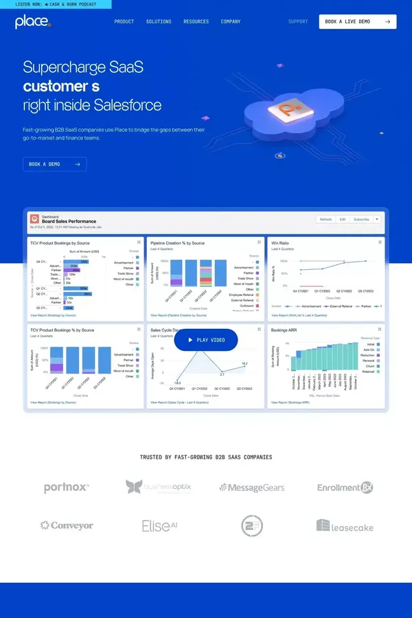 Place - Supercharge SaaS Right Inside Salesforce - Landing design inspiration