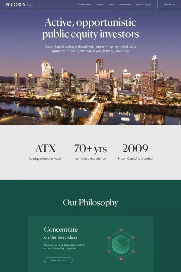 Nixon Capital - Opportunistic Public Equity Investors - Landing design inspiration