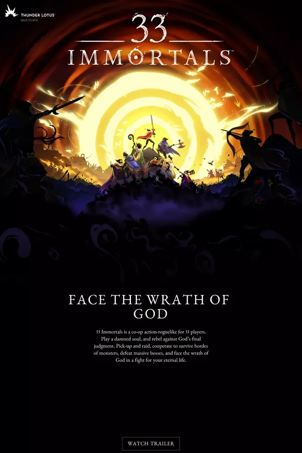 33 IMMORTALS | Thunder Lotus Games - website design inspiration