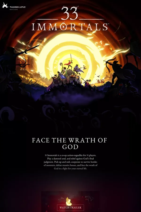 33 IMMORTALS | Thunder Lotus Games - website design inspiration
