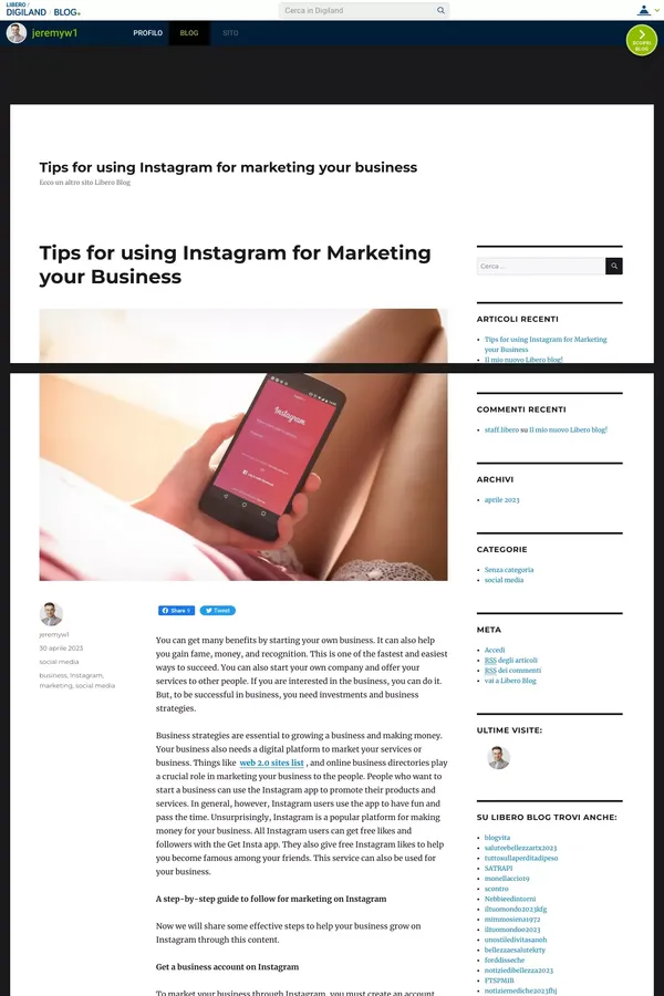 Tips for using Instagram for marketing your business - Blog design inspiration