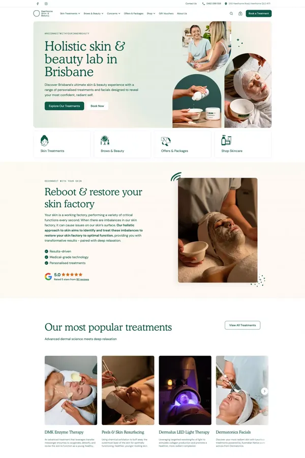 Hawthorne Skin & Beauty | Holistic Skin & Beauty Lab in Brisbane - Landing design inspiration